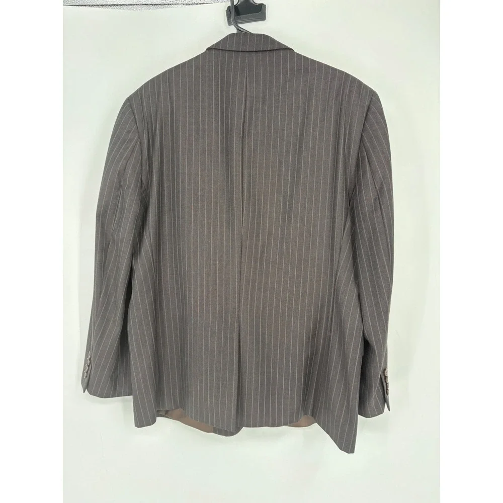 Lauren Ralph Lauren Suit Jacket Mens 44S Brown Pinstripe 100% Wool Blazer Coat